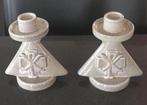 Kandelaars met Pax Christi symbool (Hans Mengelberg), Ophalen of Verzenden, Zo goed als nieuw, Overige materialen, Minder dan 25 cm