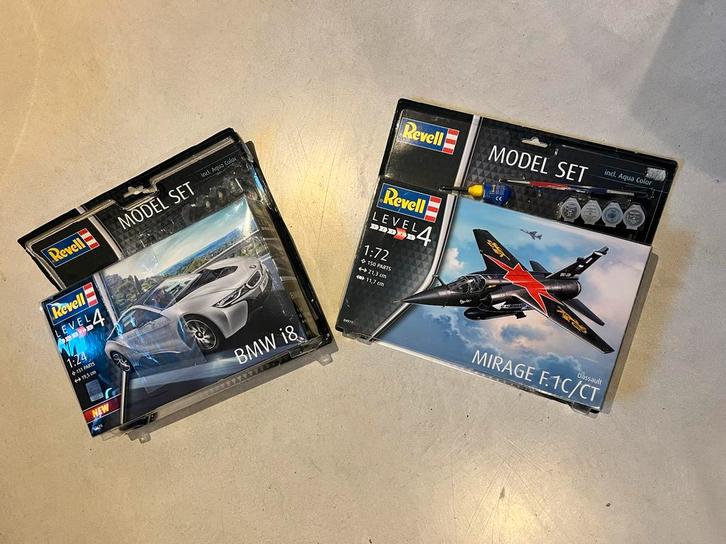 Revell Modelsets: BMW i8 & Mirage F.1C/CT, Hobby en Vrije tijd, Modelbouw | Auto's en Voertuigen, Zo goed als nieuw, Overige typen