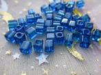 791/ partij blauwe crystal kubus glaskralen, Ophalen of Verzenden, Nieuw, Kraal