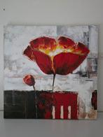 Schilderij met Relief - Rode Bloem, Antiek en Kunst, Kunst | Schilderijen | Abstract, Ophalen of Verzenden