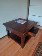 Houten salontafel met lade, Huis en Inrichting, Tafels | Salontafels, Gebruikt, 50 tot 100 cm, Vierkant, Minder dan 50 cm