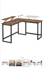 Hoekbureau eikenhoutlook industrieel, Ophalen, Zo goed als nieuw, Bureau