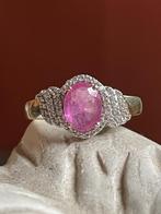 Prachtige 9 karaat ring van harry ivens met  roze saffier, Ophalen of Verzenden, Zo goed als nieuw, Roze, Dame