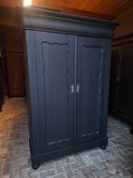 Zwarte biedermeier kledingkast linnenkast, Antiek en Kunst, Ophalen of Verzenden
