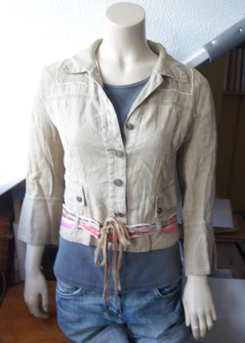 Khakikleurig Bellissima jasje met veelkleurige ceintuur - 40, Kleding | Dames, Jasjes, Kostuums en Pakken, Gedragen, Jasje, Maat 38/40 (M)