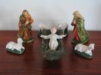 Antiek porseleinen kerstgroep in rieten mand, Diversen, Kerst, Ophalen of Verzenden, Gebruikt