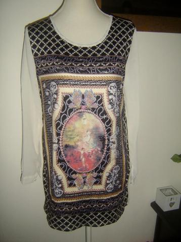 LEUK tuniek met print en voile rugpand mt. L - nieuw beschikbaar voor biedingen