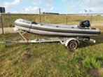 RIB 4.5meter ex offshore 40pk mercury en trailer inruil moge, Watersport en Boten, Ophalen of Verzenden