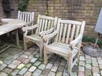 3 Stoere houten tuinstoelen, Tuin en Terras, Tuinstoelen, Ophalen, Gebruikt, Hout