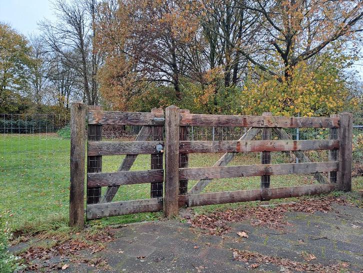 Omheining hekwerk afrastering poort, Tuin en Terras, Tuinhekken en Hekwerk, Gebruikt, Gaashekwerk, Hout, Met poort, Ophalen