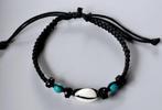 handgemaakt zwart armbandje schelp met turquoise, Ophalen of Verzenden, Nieuw, Zwart, Overige materialen