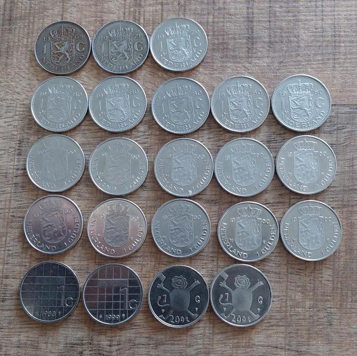 Nederland, 22 stuks munten van 1 gulden uit diverse jaren., Postzegels en Munten, Munten | Nederland, Losse munt, 1 gulden, Koningin Juliana
