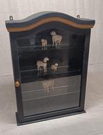Antiek Vitrinekastje Zwart/Goud Wand, Ophalen of Verzenden