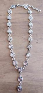 mooie y-ketting met witte doorzichtige steentjes, Ophalen of Verzenden, Nieuw, Zilver, Overige materialen