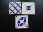 3 leuke blauwe Art Deco tegeltjes, Antiek en Kunst, Ophalen of Verzenden