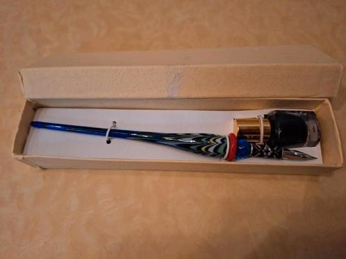 Glazen Pen met Inktpot in Doos, Antiek en Kunst, Antiek | Overige Antiek, Ophalen of Verzenden