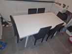 Eettafel 90x180cm met 6 stoelen, Ophalen, Gebruikt, 50 tot 100 cm, Vijf personen of meer