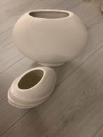 Witte Vazen Set - Bolvormig & Ovaal Design, Wit, Aardewerk of Porselein, Ophalen of Verzenden, Zo goed als nieuw