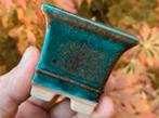 Bonsai Cascade pot handgemaakt groen geglazuurd 5,5x5,5x5,3, Vierkant, Nieuw, Ophalen of Verzenden, Aardewerk