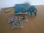 Nintendo 64 Clear Blue + 3 spellen, Spelcomputers en Games, Spelcomputers | Nintendo 64, Ophalen, Gebruikt, Met 1 controller