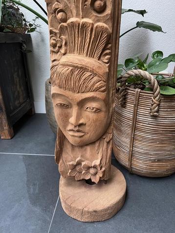 Boeddha massief uniek houtsnijwerk Indonesie 111 cm beschikbaar voor biedingen