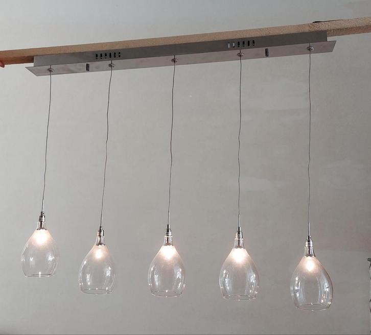 Mooie hanglamp cluster van 5 lampen, Huis en Inrichting, Lampen | Hanglampen, Zo goed als nieuw, 75 cm of meer, Ophalen of Verzenden