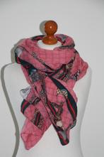 ZGAN Damessjaal roze met motief shawl sjaal, Sjaal, Zo goed als nieuw, Maat 46/48 (XL) of groter, Verzenden
