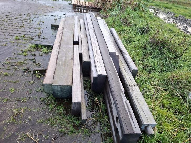 Azobé balken, Tuin en Terras, Palen, Balken en Planken, Gebruikt, Balken, 250 cm of meer, Hardhout, Ophalen