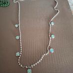 Lange ketting bolletjes met turquoise steentjes, Ophalen of Verzenden, Zo goed als nieuw
