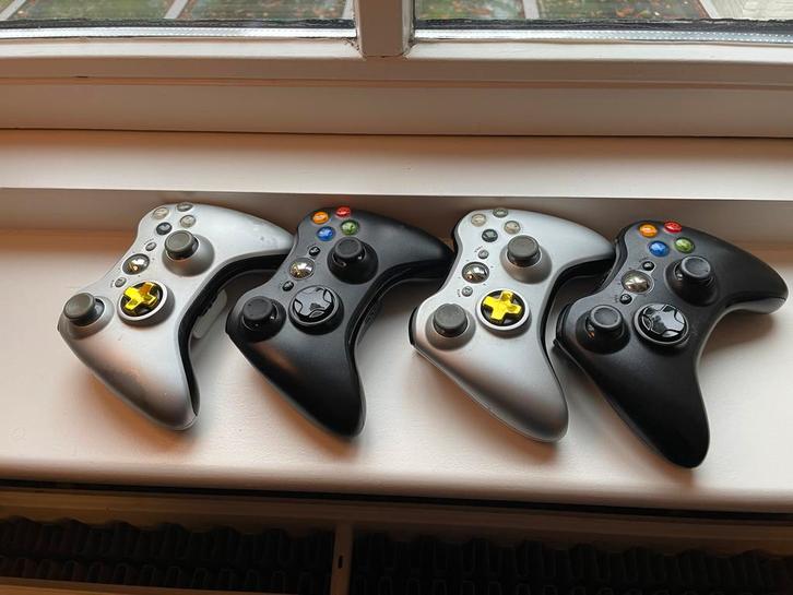 Xbox 360 Controllers + Wireless PC Receiver, Spelcomputers en Games, Spelcomputers | Xbox | Accessoires, Gebruikt, Xbox 360, Controller