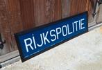 Stoere plexi plaat in houten lijst, rijkspolitie🚔, Reclamebord, Gebruikt, ., Ophalen of Verzenden