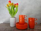 Mepal vintage oranje kop en schotel 4x campingservies, Gebruikt