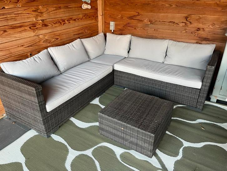 Loungeset Hoek 200x200 mag per direct weg!, Tuin en Terras, Tuinsets en Loungesets, Gebruikt, Loungeset, Wicker, 5 zitplaatsen