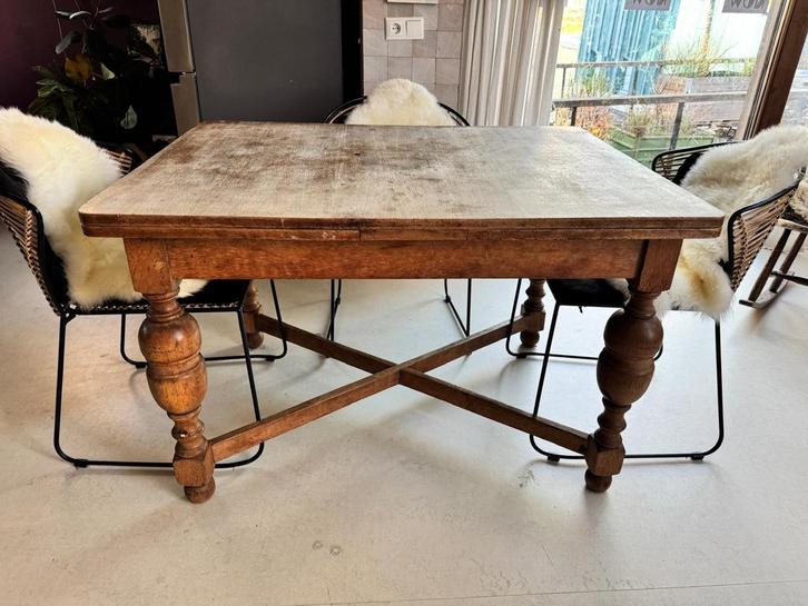 Uitschuifbare houten eettafel – 1.20 tot 2.18m – 4 tot 10p, Huis en Inrichting, Tafels | Eettafels, Gebruikt, 50 tot 100 cm, 100 tot 150 cm