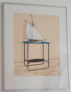 Leuke zeilboot in glaslijst., Antiek en Kunst, Ophalen