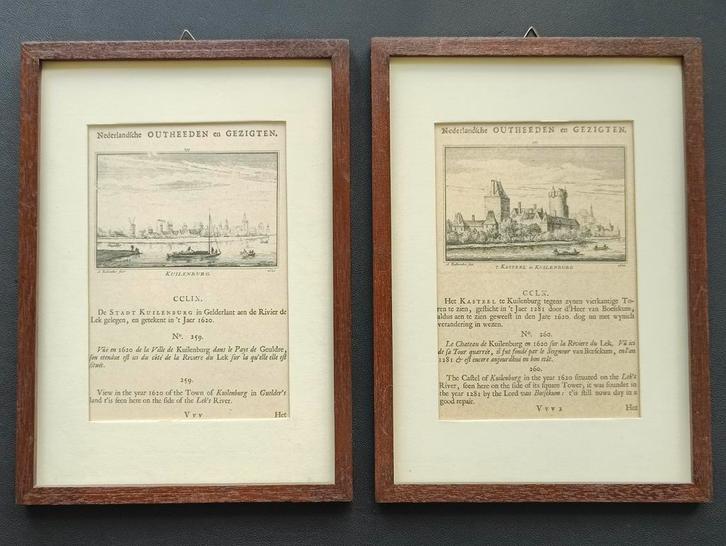Set 2 Antieke Kopergravures: Culemborg (1620) – A. Rademaker, Antiek en Kunst, Kunst | Etsen en Gravures, Ophalen of Verzenden