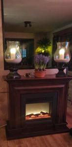 Elektrische haard met eikenhouten ombouw, Huis en Inrichting, Kachels, Overige soorten, Elektrisch, Ophalen of Verzenden, Zo goed als nieuw