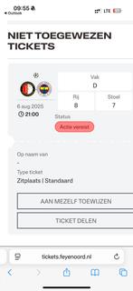 Feyenoord - Fenerbahce ticket vak D, Tickets en Kaartjes, Kortingen en Cadeaubonnen, Eén persoon, Overige soorten, Overige typen
