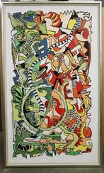 Pierre PISIVIN, abstracte compositie 2, Antiek en Kunst, Kunst | Schilderijen | Abstract, Ophalen