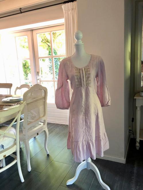 Noa Noa Linnen Jurk / Zacht Roze / L, Kleding | Dames, Jurken, Zo goed als nieuw, Maat 42/44 (L), Roze, Onder de knie, Ophalen of Verzenden