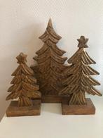 Set kerstbomen hout glitter goud bewerkt nieuw, Ophalen of Verzenden, Zo goed als nieuw