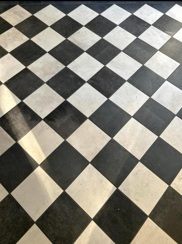 Zwart/wit dambord tegels Navarra 20x20 4m2, Doe-het-zelf en Verbouw, Tegels, Nieuw, Vloertegels, Keramiek, 20 tot 40 cm, 20 tot 40 cm