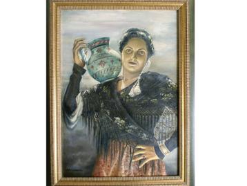 J. Fellinger – Zigeuner vrouw – olieverf Schilderij 70x50 cm beschikbaar voor biedingen