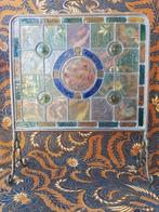 Mooi antiek Engels scherm van glas in lood en koper 72 cm., Antiek en Kunst, Ophalen