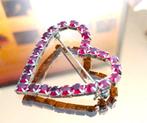 Vintage Broche Hart met 26 Robijntjes, Overige materialen, Gebruikt, Verzenden, Minder dan 4 cm