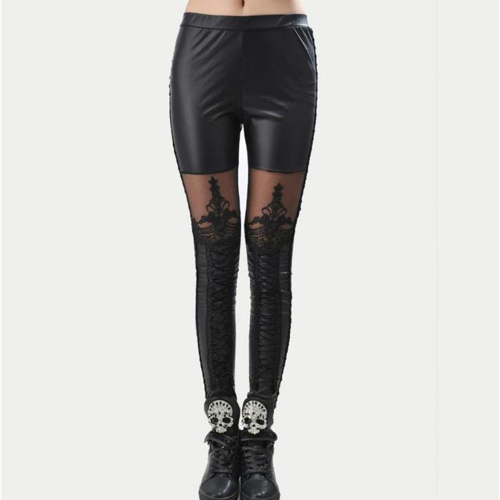 Dames gothic legging leer look (sexy latex broek zwart pvc), Kleding | Dames, Broeken en Pantalons, Nieuw, Maat 38/40 (M), Zwart