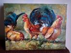 Haan en kippen schilderij, Antiek en Kunst, Ophalen of Verzenden