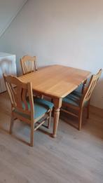 Houten eetkamertafel + 3 stoelen, Huis en Inrichting, Complete eetkamers, Minder dan 4 stoelen, Gebruikt, Hout, Ophalen