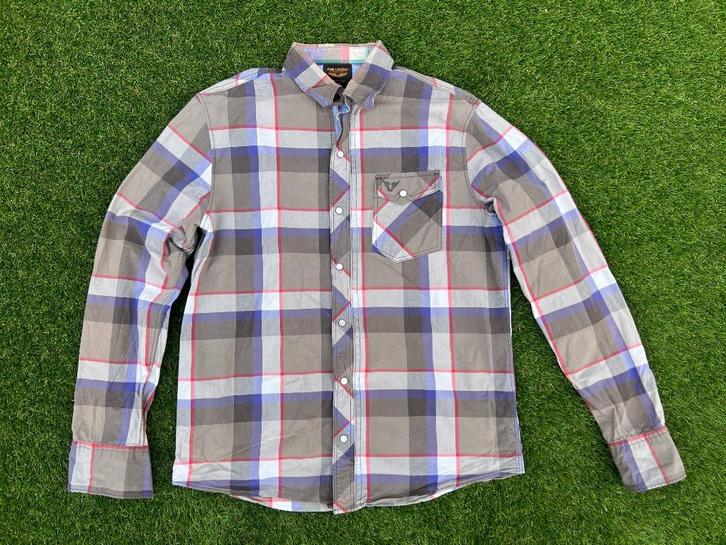 PME Legend geruit overhemd L grijs/blauw, Kleding | Heren, Overhemden, Gedragen, Halswijdte 41/42 (L), Overige kleuren, Ophalen of Verzenden