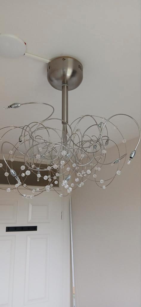 Romantische hanglamp 55cm br x 50 cm h. Buigzaam. 8 lampjes, Huis en Inrichting, Lampen | Hanglampen, Zo goed als nieuw, 50 tot 75 cm